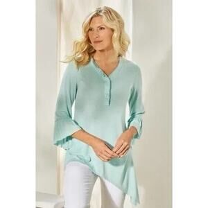 NWT Soft Surroundings Oleander Teal Dust Top, Size M